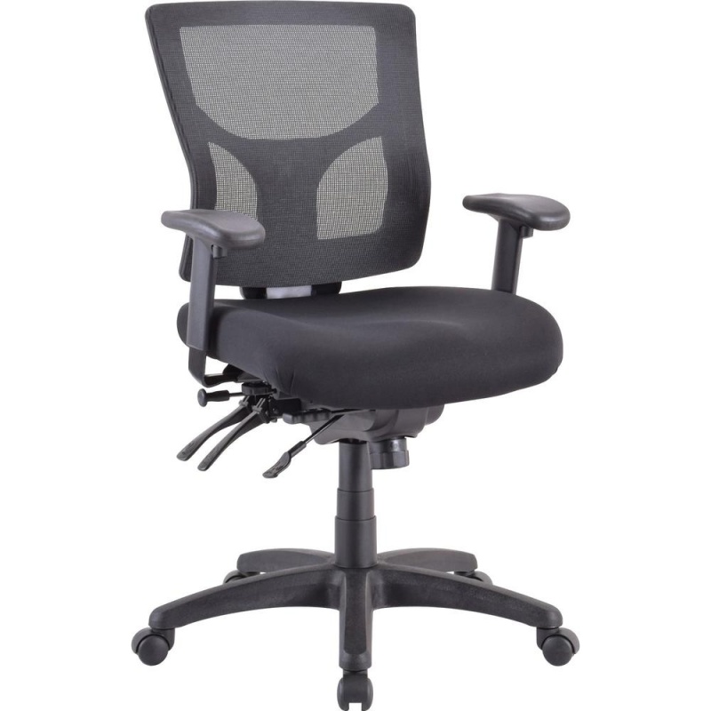 Lorell Conjure Executive Mid-Back Mesh Back Chair - Black Seat - Black Back - 5-Star Base - 1 Each