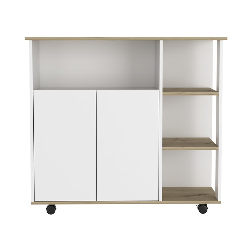 St. Thomas Kitchen Cart - Light Oak - White