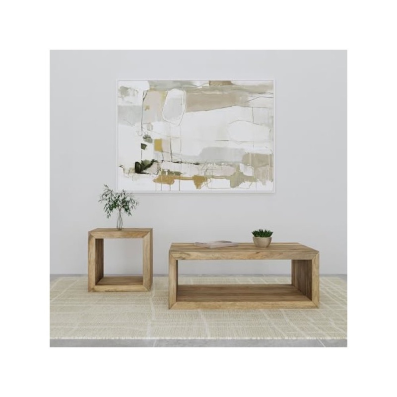 Benton 2-Piece Solid Mango Coffee And End Table Set Natural