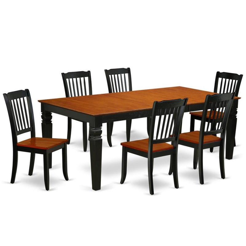 Dining Room Set Black & Cherry, Lgda7-Bch-w