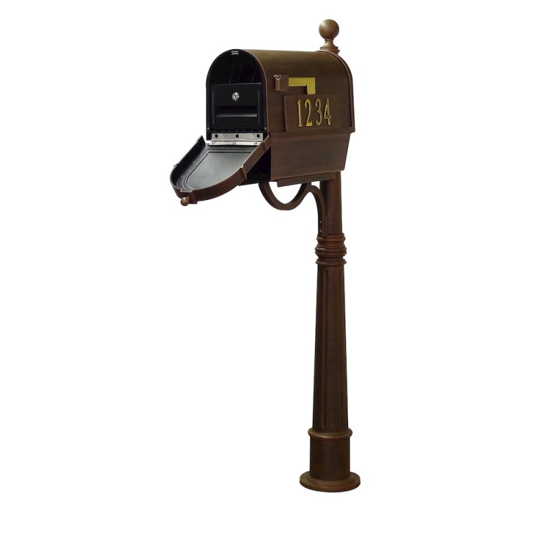 Curbside Mailbox With Front And Side Address Numbers, Newspaper Tube