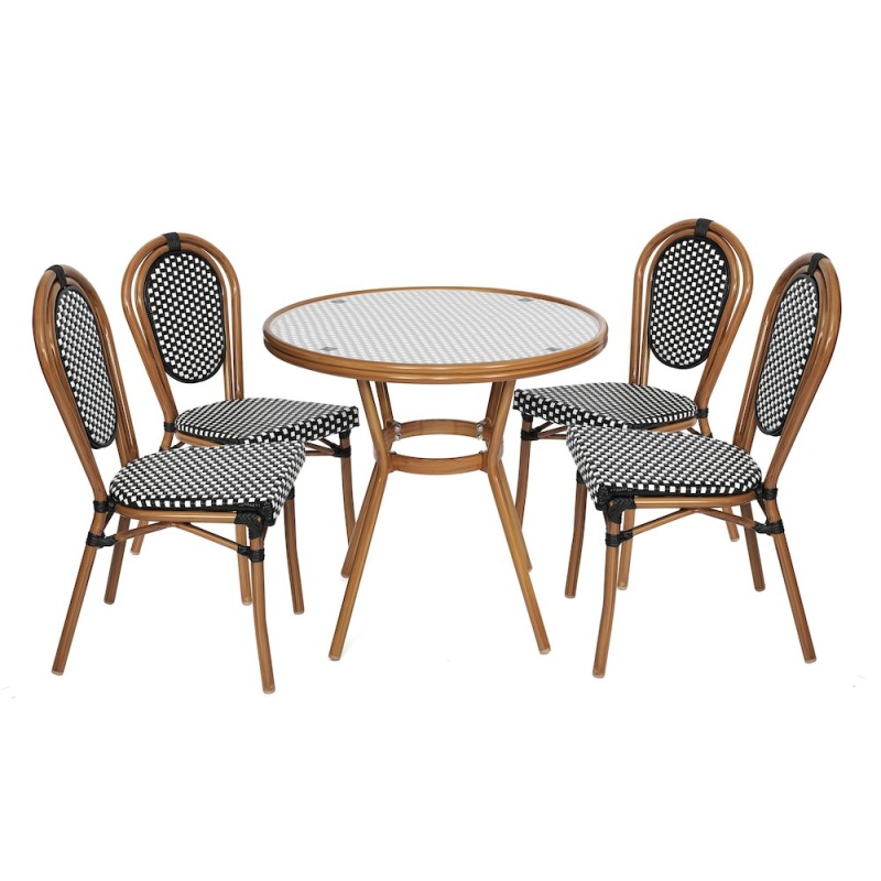 Bistro 31.5" Table with 4 Stack Chairs