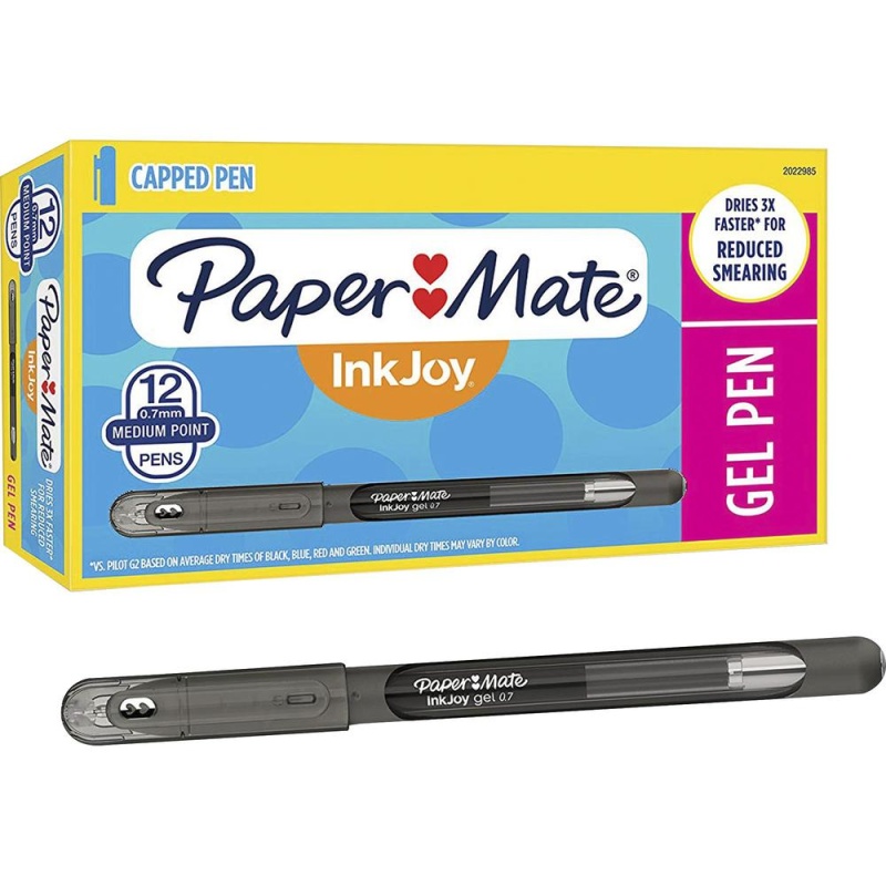 Paper Mate Inkjoy Gel Pens - Medium Pen Point - Black Gel-Based Ink - 144 / Carton