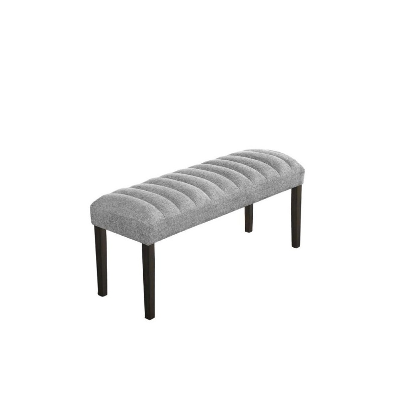 Single Dark Grey Linen Fabric Dining Bench