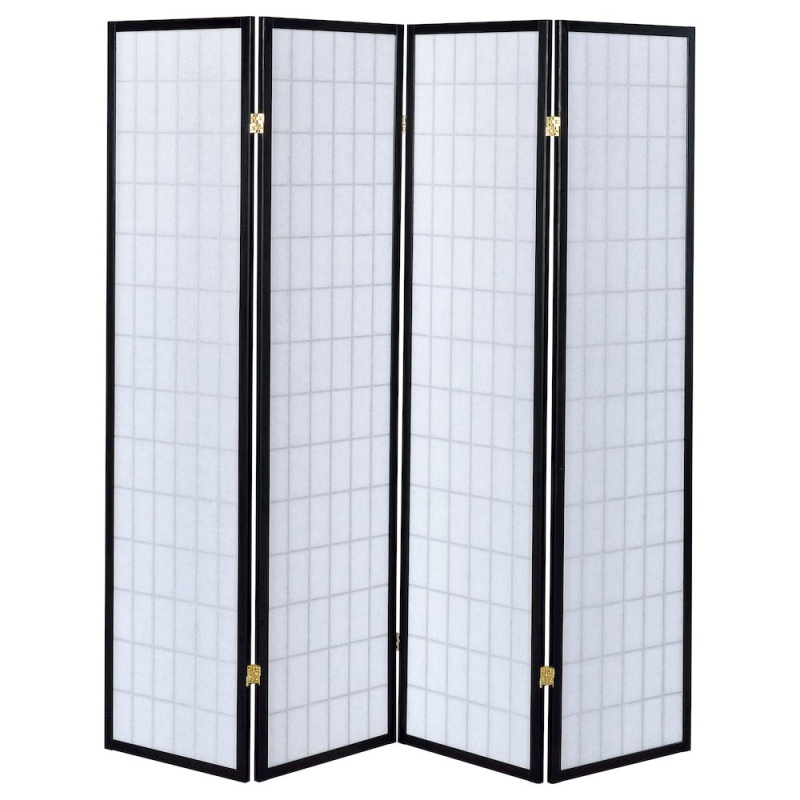 Roberto 4-Panel Room Divider Folding Shoji Screen Black