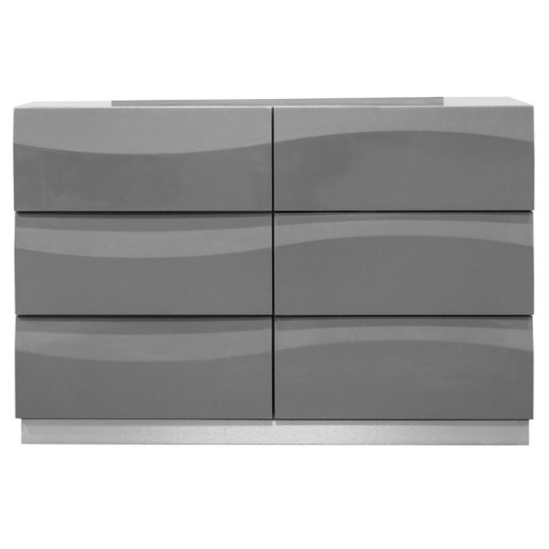 Leon Modern High Gloss Dresser In Gray