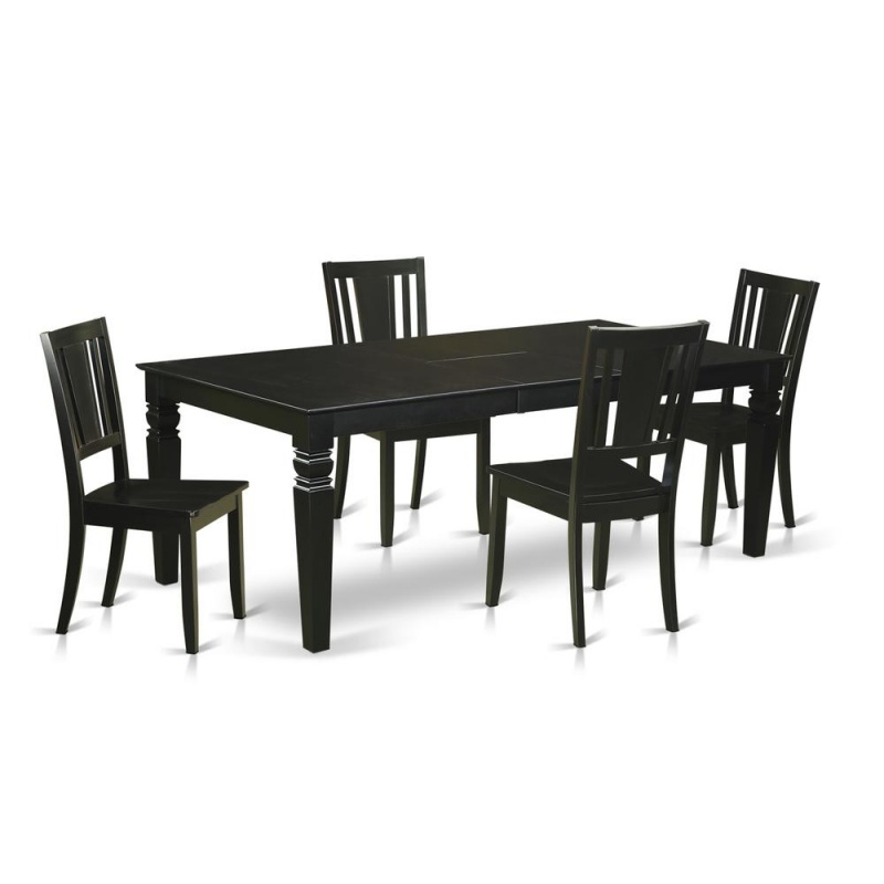 5 Pc Dining Room Set With A Dinning Table And 4 Wood Dining Chairs In Black