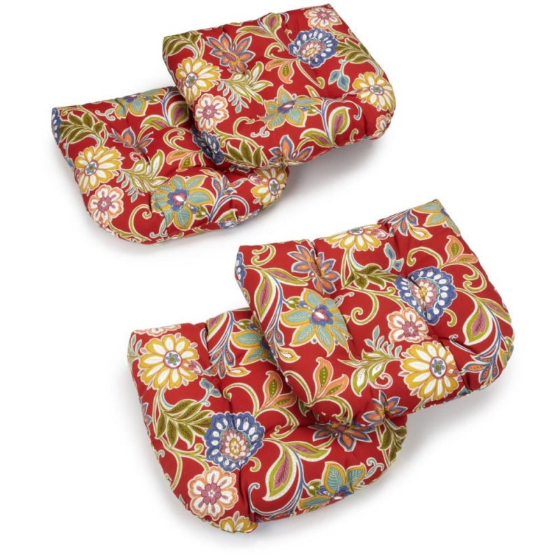 19-Inch U-Shaped Spun Polyester Outdoor Tufted Dining Chair Cushions (Set Of 4)