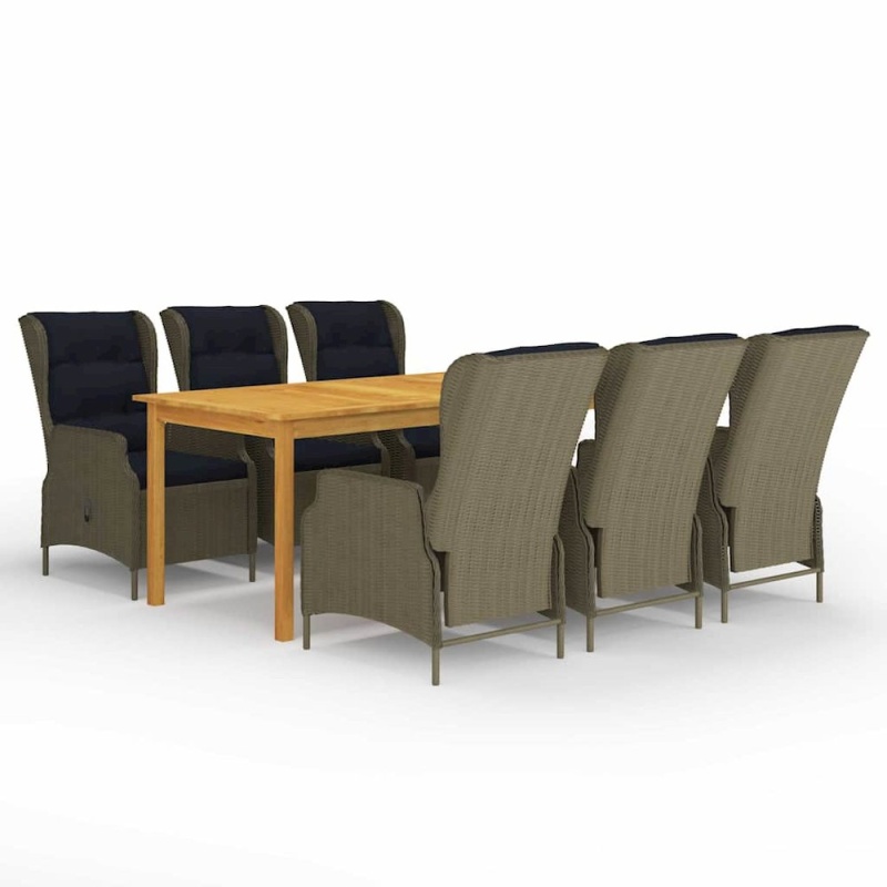 Vidaxl 7 Piece Patio Dining Set Brown