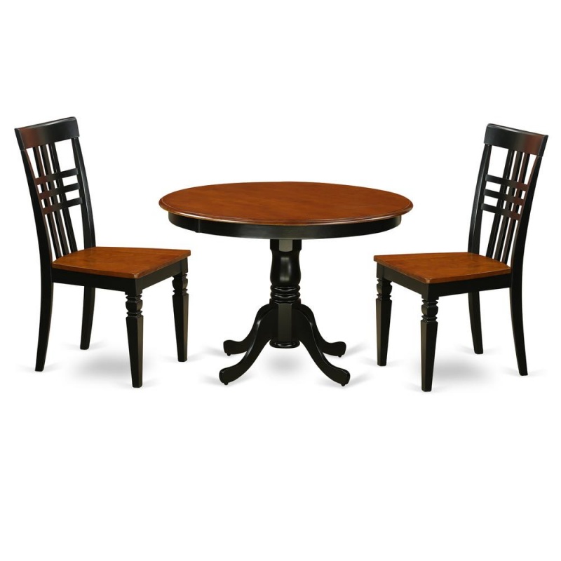 3 Pc Set With A Kitchen Table And 2 Microfiber Dinette Chairs In Black And Cherry