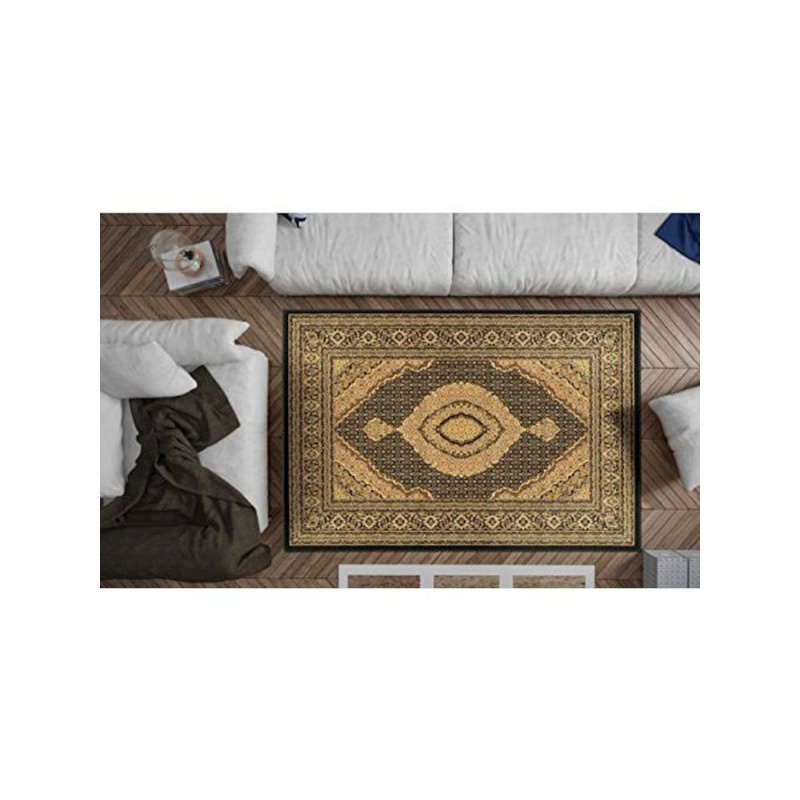 Persian Treasures Mahi Tabriz Black 8' Square Rug