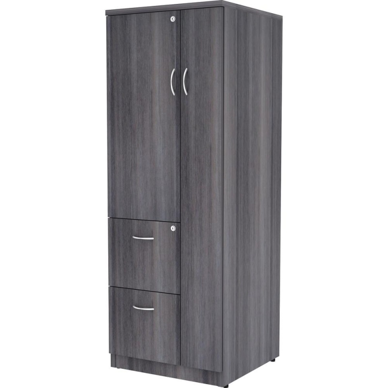 Lorell Essentials/Revelance Tall Storage Cabinet - 23.6" X 23.6"65.6" - 2 Drawer(S) - 2 Shelve(S) - Material: Medium Density Fiberboard (Mdf), Particleboard - Finish: Weathered Charcoal - Abrasion Res