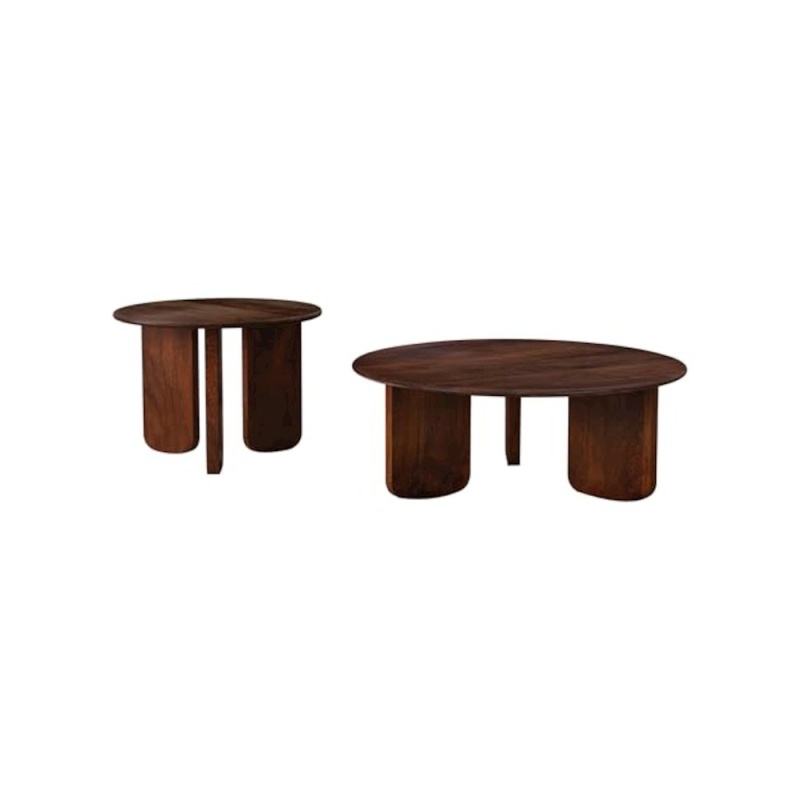 Dale 2-Piece Solid Wood Coffee and End Table Set in Brown