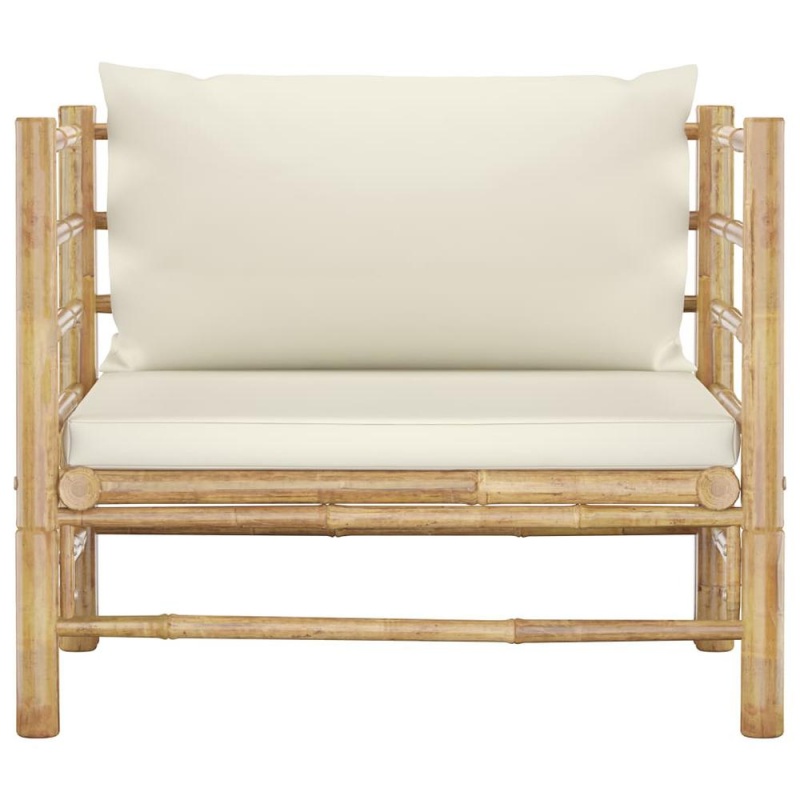 Vidaxl Garden Sofa With Cream White Cushions Bamboo 3148