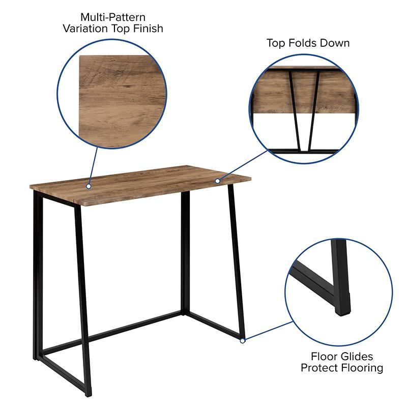 Small Rustic Natural Home Office Folding Computer Desk - 36"
