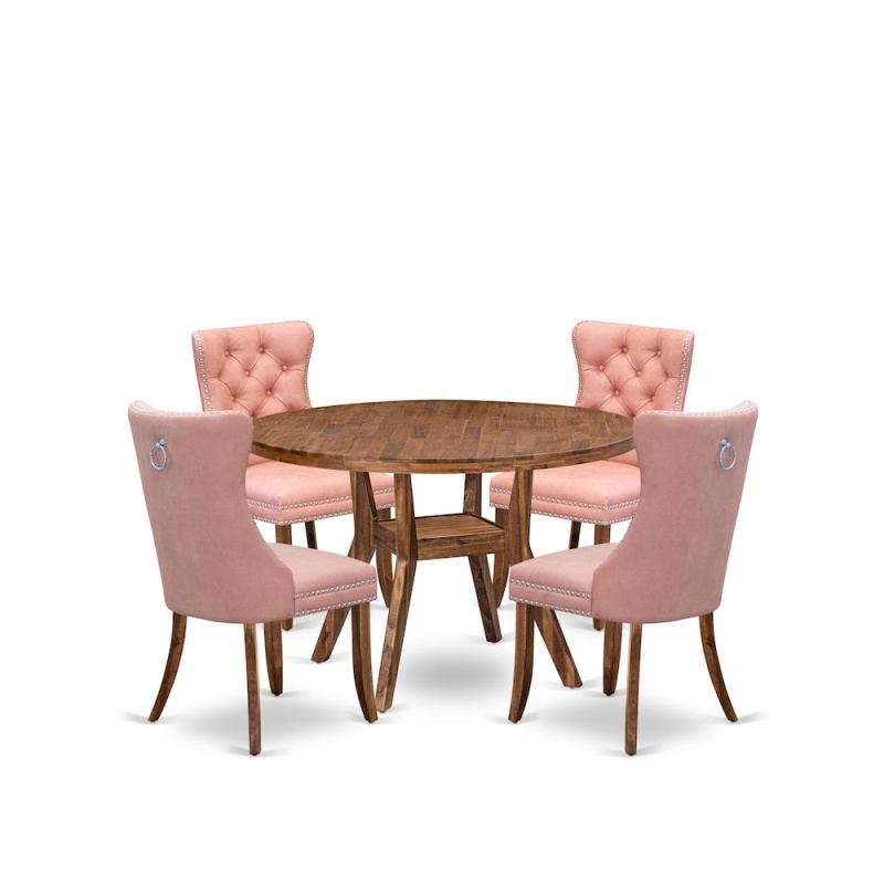 5-Pc Dinner Table Set with 4 Upholstered Chairs