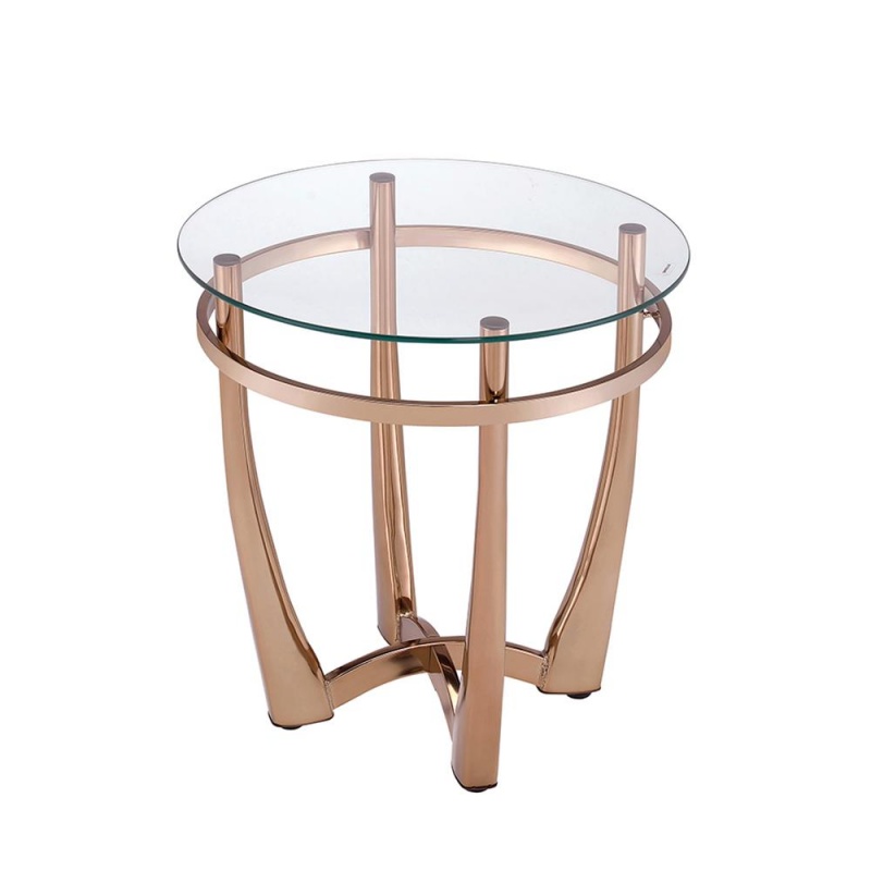 Orlando Ii End Table, Champagne & Clear Glass