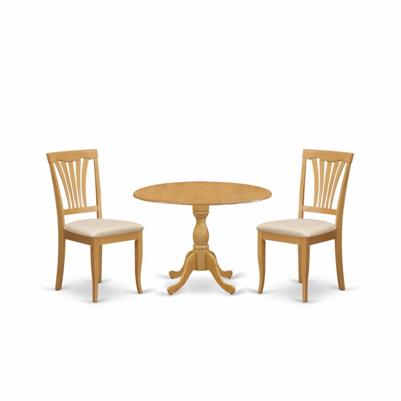 East West Furniture 3 Piece Oak Dining Table Set