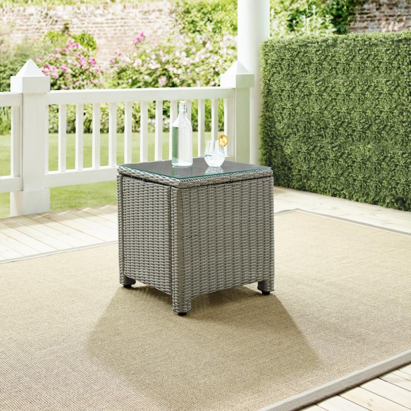 Bradenton Outdoor Wicker Rectangular Side Table Gray