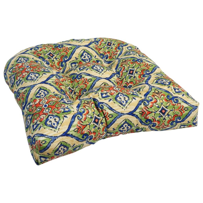 19-Inch U-Shaped Spun Polyester Outdoor Tufted Dining Chair Cushion