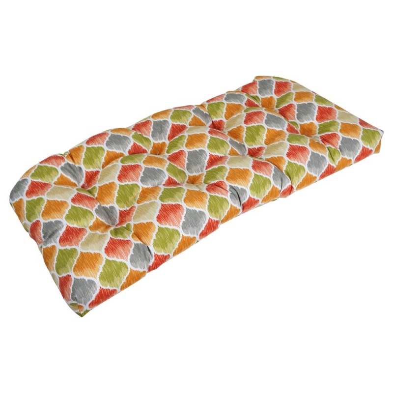 42-Inch by 19-Inch U-Shaped Patterned Spun Polyester Tufted Settee/Bench Cushion
