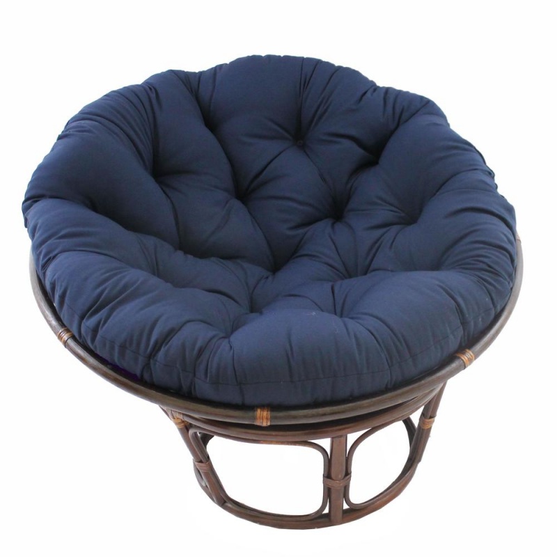 42-Inch Rattan Papasan Chair With Solid Twill Cushion