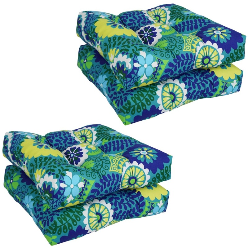 19-Inch Squared Patterned Tufted Dining Chair Cushions (Set of 4)