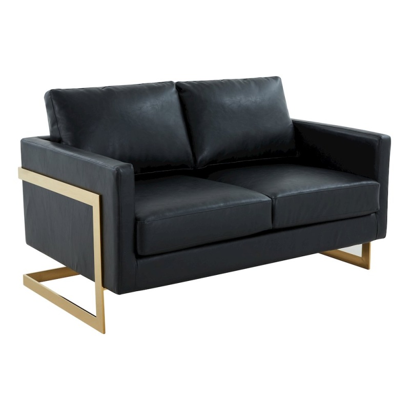 Lincoln Modern Mid-Century Upholstered Leather Loveseat