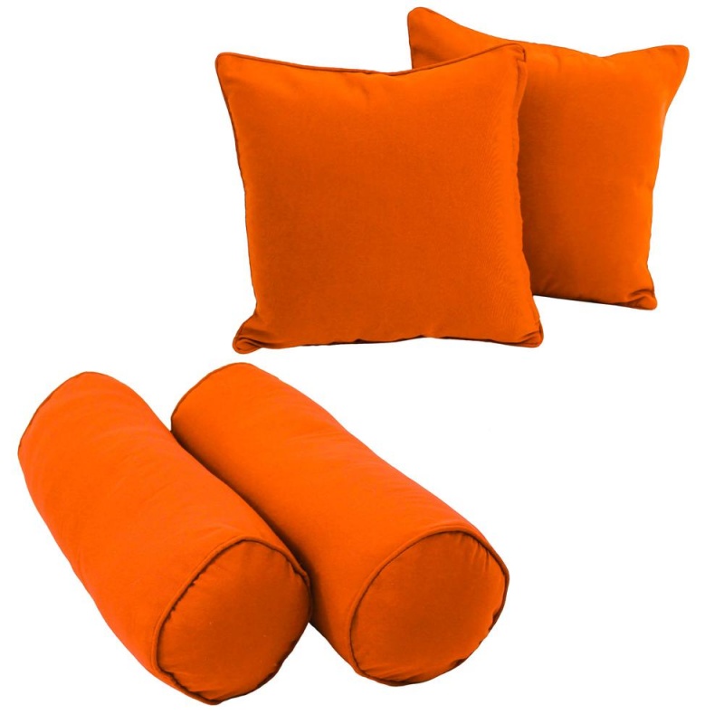Double-Corded Solid Twill Throw Pillows With Inserts (Set Of 4) Tangerine Dream