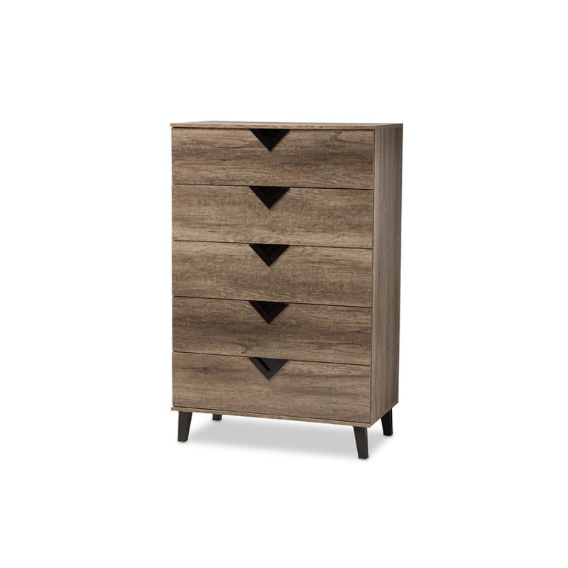 Wales Modern And Contemporary Light Brown Wood 5-Drawer Chest