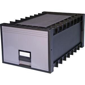 Storex Archive Files Storage Box - External Dimensions: 15.1" Width X 24.3" Depth X 11.4"Height - Media Size Supported: Letter - Heavy Duty - Stackable - Polypropylene - Black, Gray - For File - Recyc