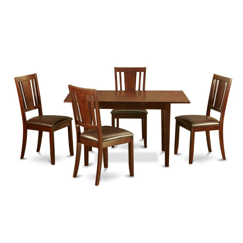 5 Pc Small Dinette Set with Table Leaf and 4 Kitchen Chairs