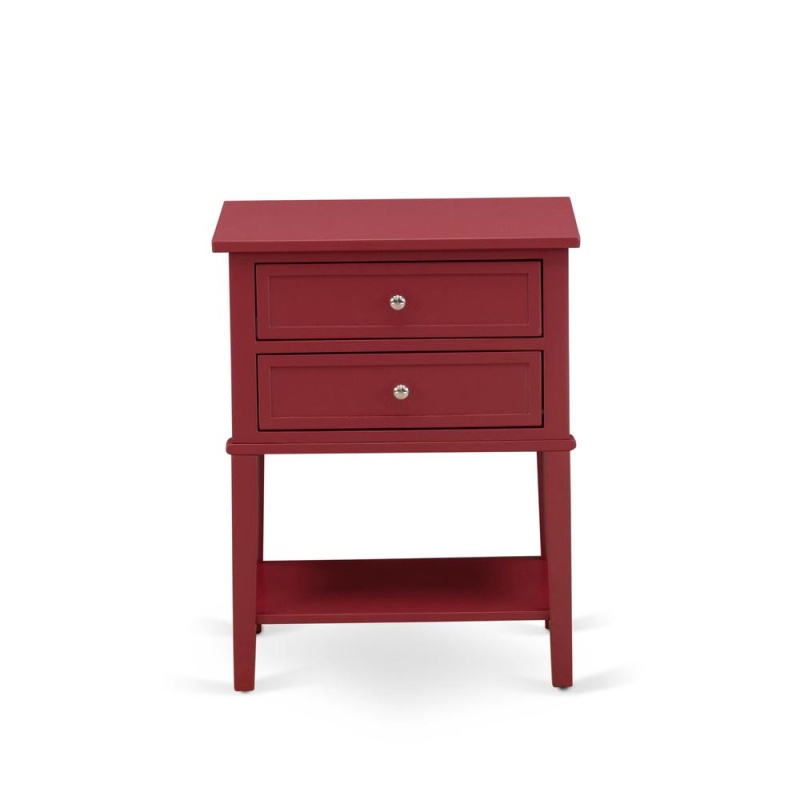 Mid Century Modern End Table with 2 Wood Drawers