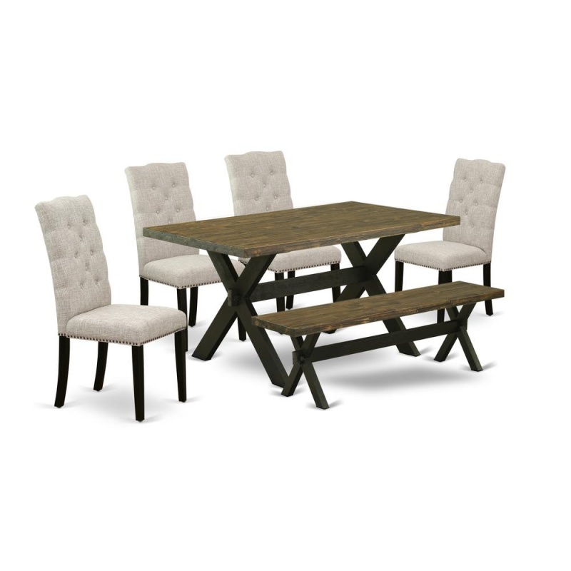 6-Pc Dining Set with Doeskin Linen Seats