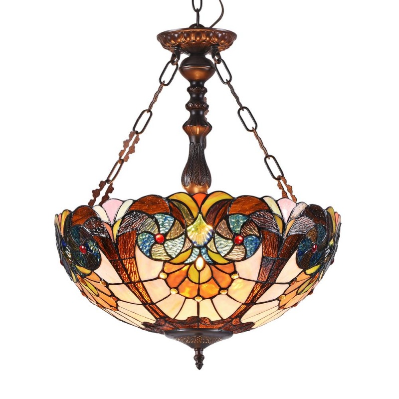 Shea Tiffany-Style 2 Light Victorian Inverted Ceiling Pendant 18" Shade