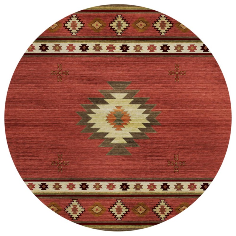 Indoor/Outdoor Sonora Aso34 Spice Washable 8' X 8' Round Rug