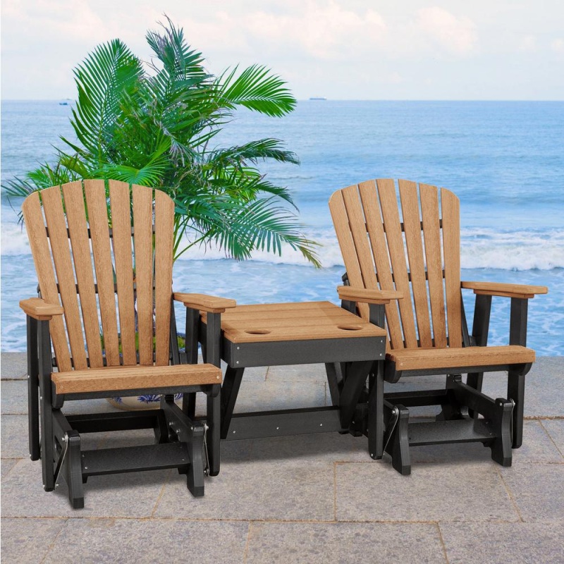 Double Glider with Center Table in Cedar