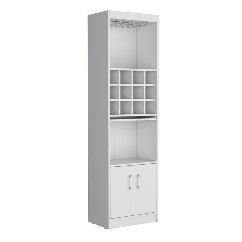 Bar Cabinet 5-Tier, Wine Cabinet, 12 Bottle Cubbies, 5 Shelves, White