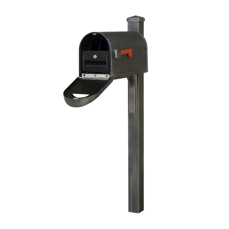 Curbside Mailbox with Locking Insert and Wellington Direct Burial Mailbox Smooth