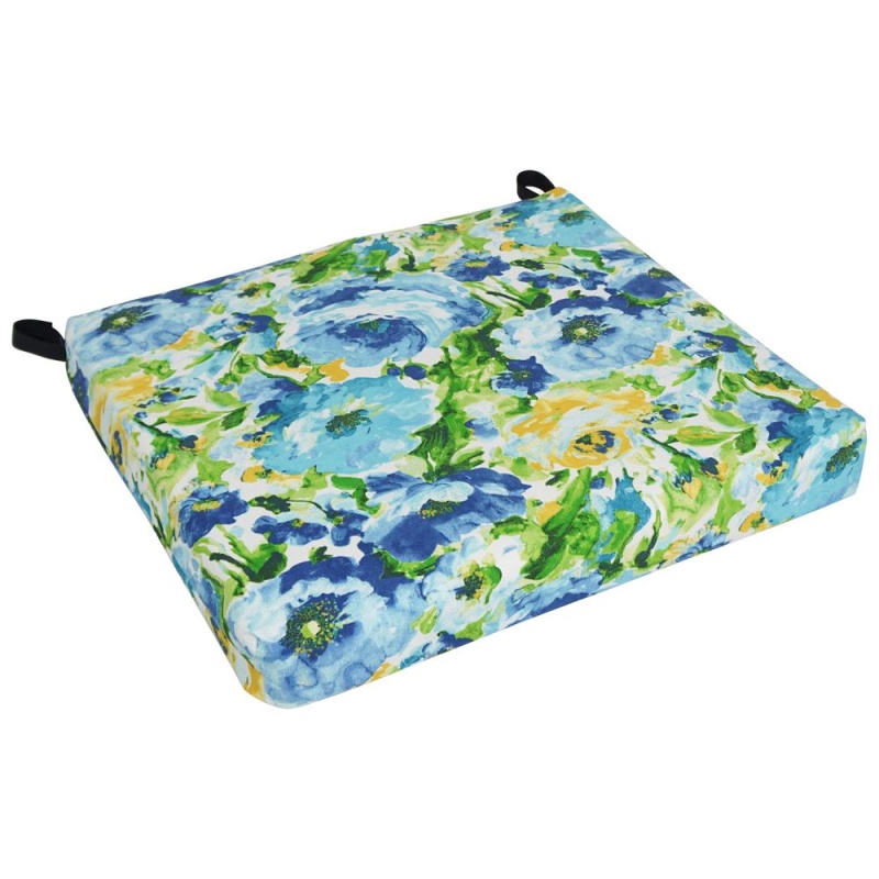 20-Inch By 19-Inch Patterned Outdoor Spun Polyester Chair Cushion