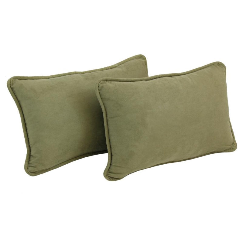 20-Inch By 12-Inch Double-Corded Solid Microsuede Back Support Pillows With Inserts (Set Of 2) 9811-Cd-S2-Ms-Sg