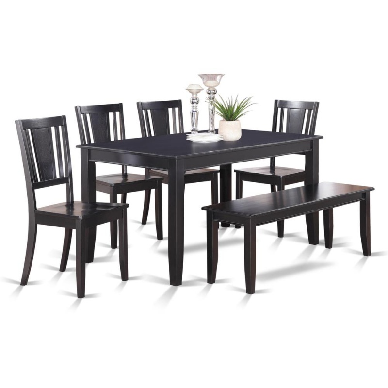 6 Pc Dining Table With Bench-Dining Table And 4 Dining Chairs And Bench