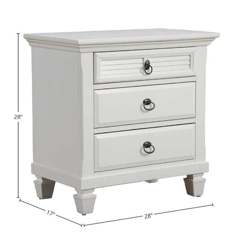 Winchester 3 Drawer Nightstand, White