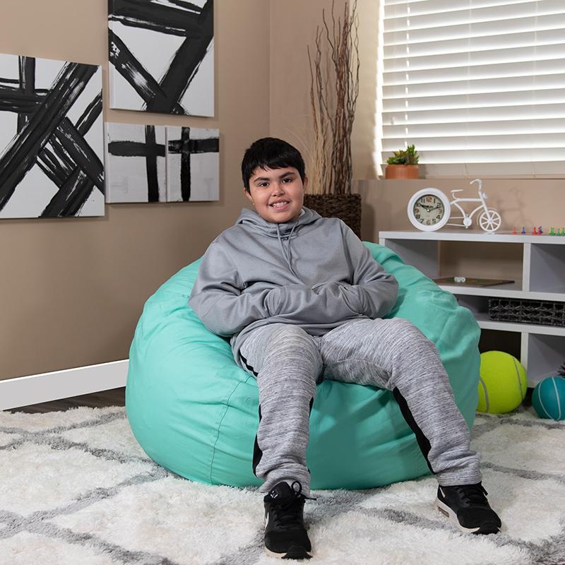 Oversized Solid Mint Green Bean Bag Chair For Kids And Adults