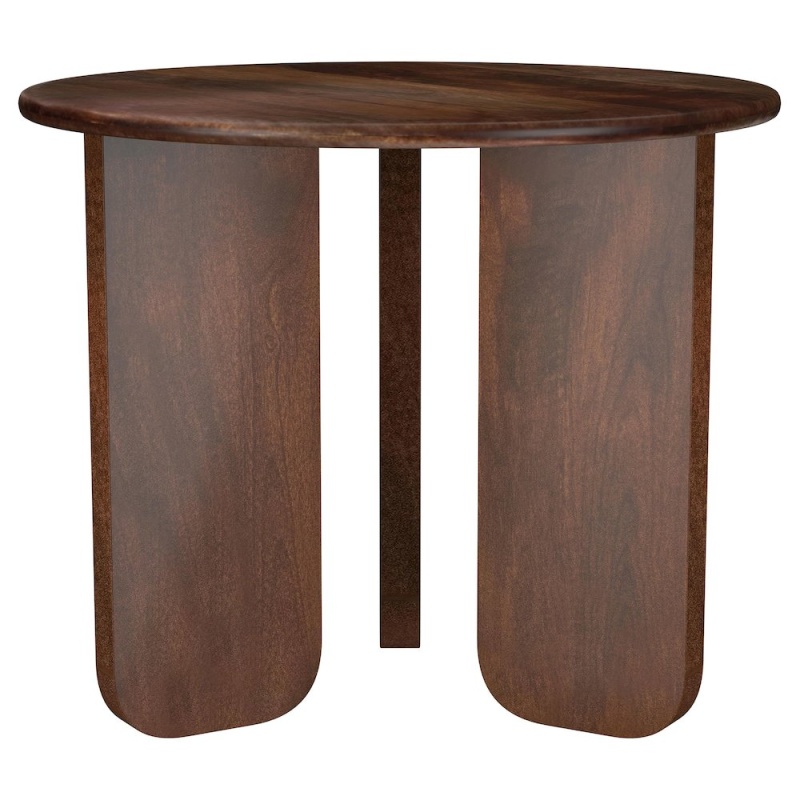 Round Solid Mango Wood Side End Table Brown