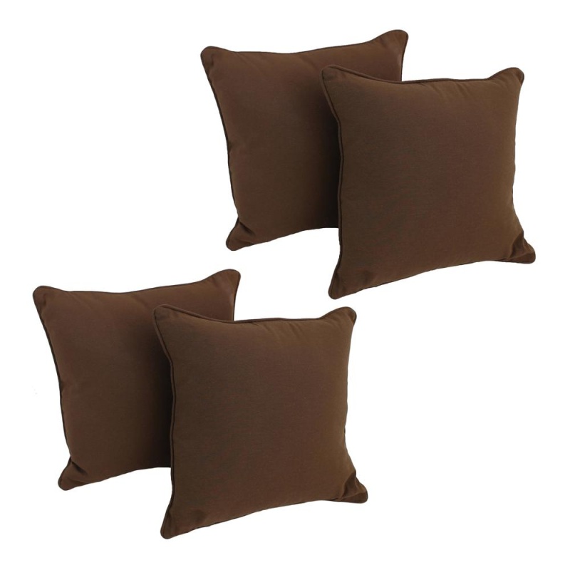 18-Inch Double-Corded Solid Twill Square Throw Pillows With Inserts (Set of 4)
