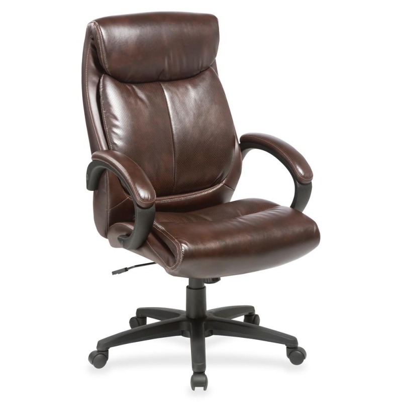 Lorell Executive Chair - Brown Seat - Brown Back - High Back - 1 Each