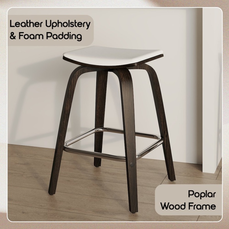Wooden Counter Stool in White