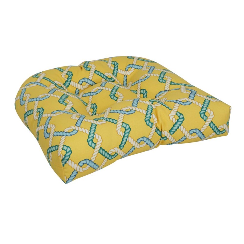 19-Inch U-Shaped Spun Polyester Outdoor Tufted Dining Chair Cushion