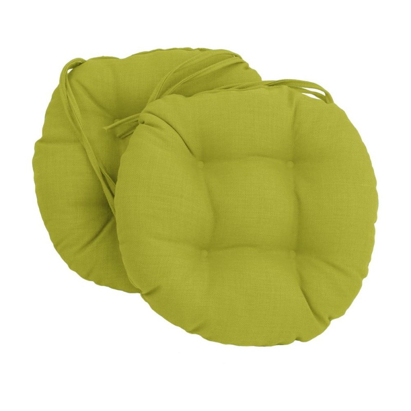 16-Inch Spun Polyester Solid Outdoor Round Tufted Chair Cushion